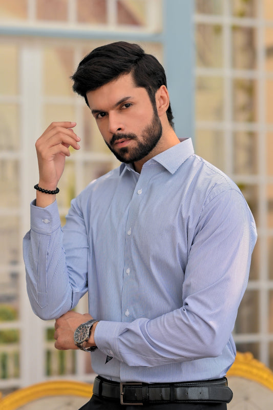 Precision Slim Blue lining Formal Shirt