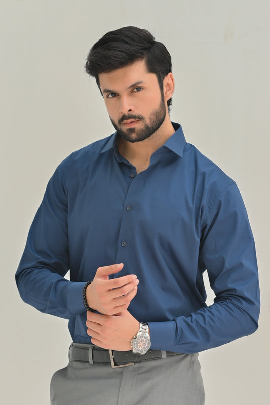 Denim Blue Plain Formal Shirt