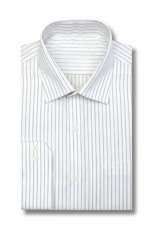 Black & White Striped Mens Dress Shirt