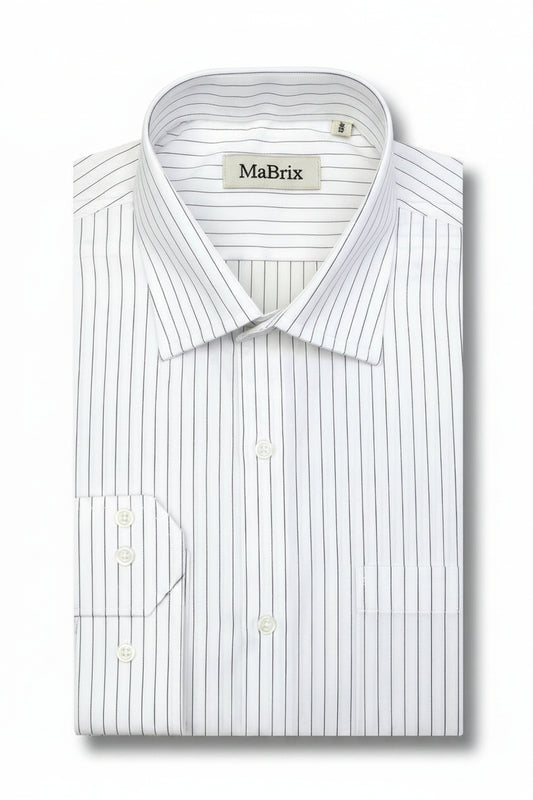 Black & White Striped Mens Dress Shirt
