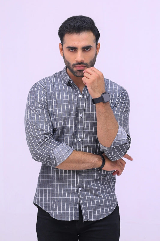 Black Check Boxes Casual Shirt