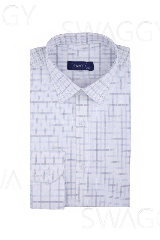 White Grid Mens Dress Shirt