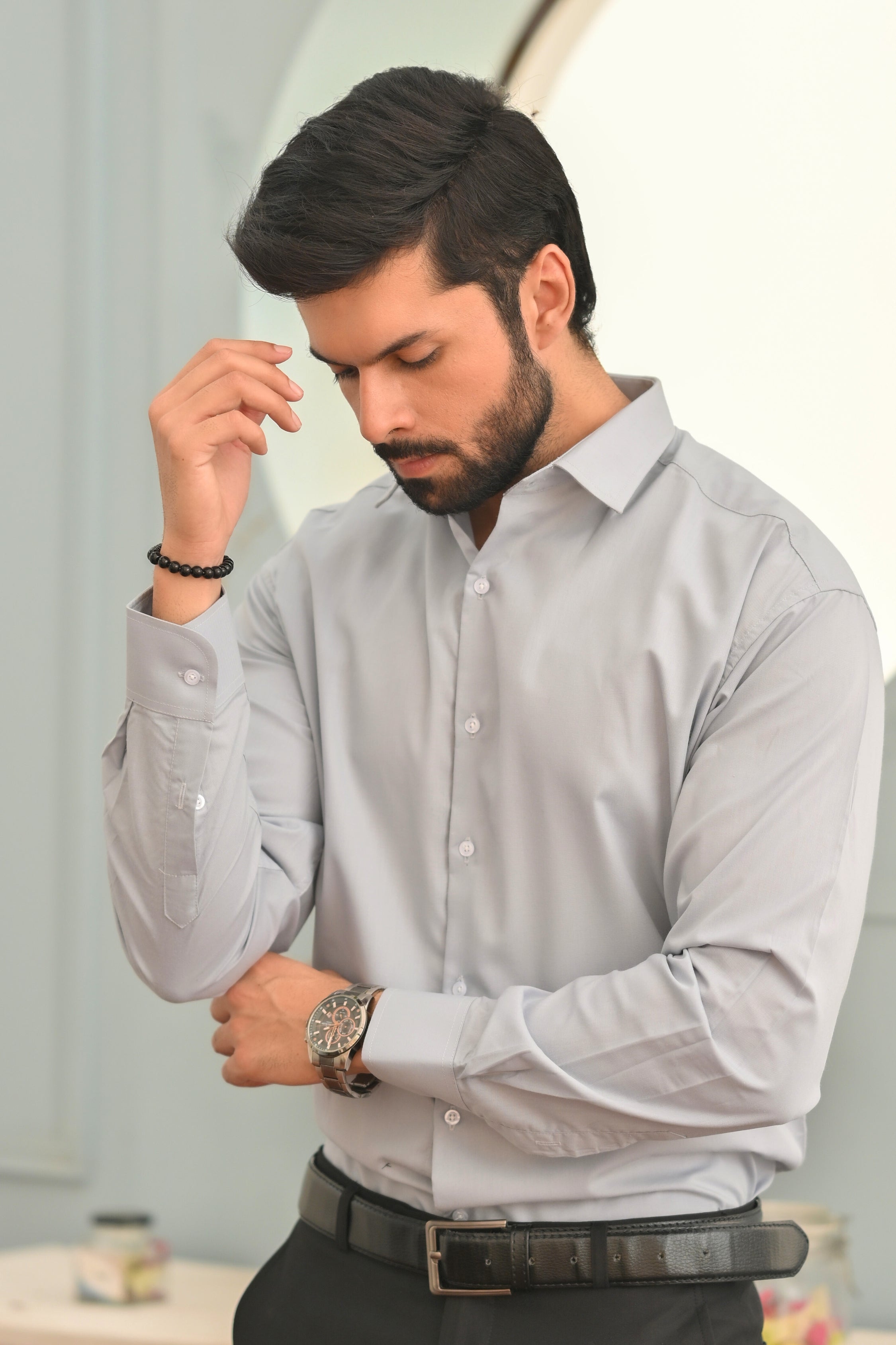 Cloudy Grey Plain Formal Shirt