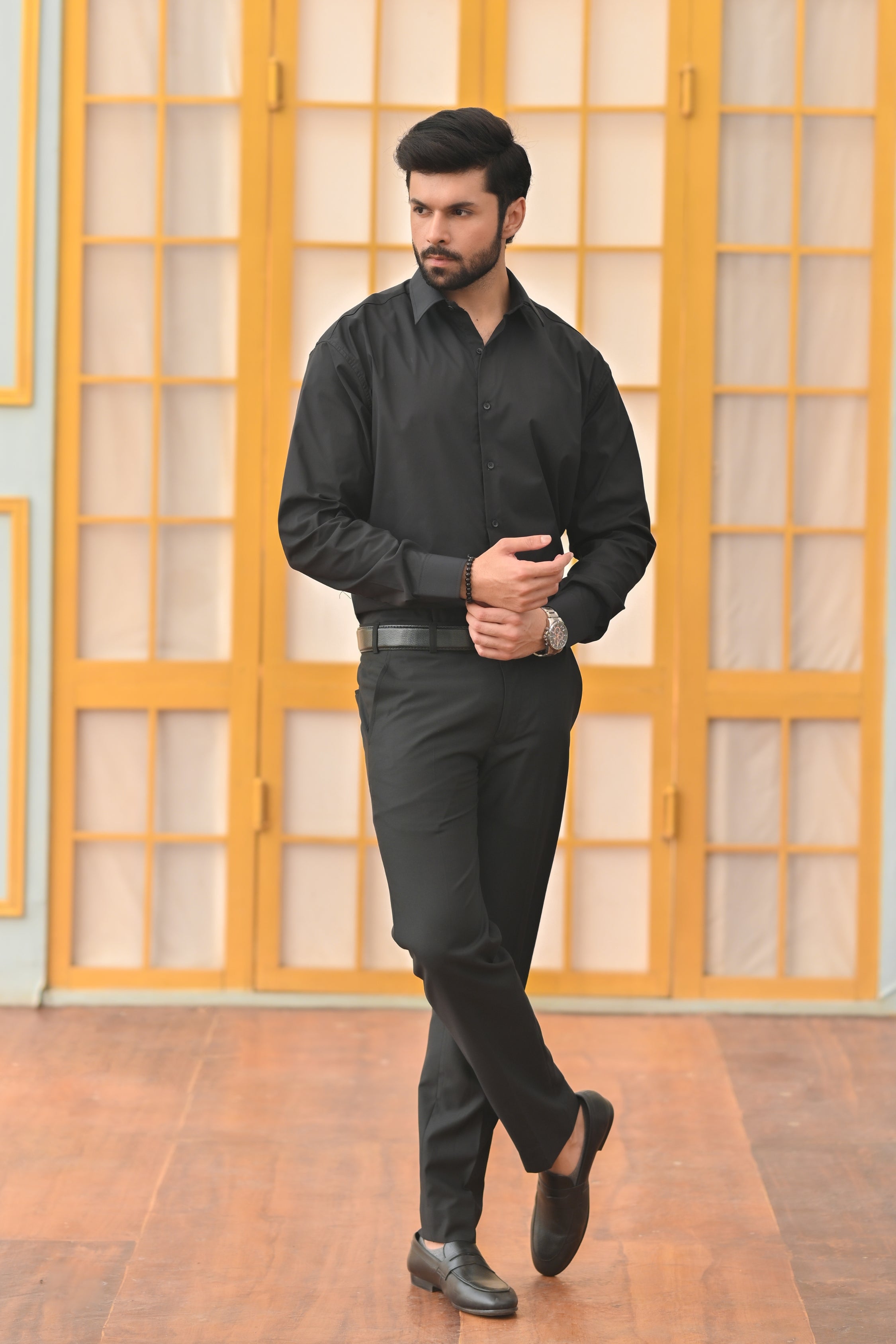 Jet Black Plain Formal Shirt