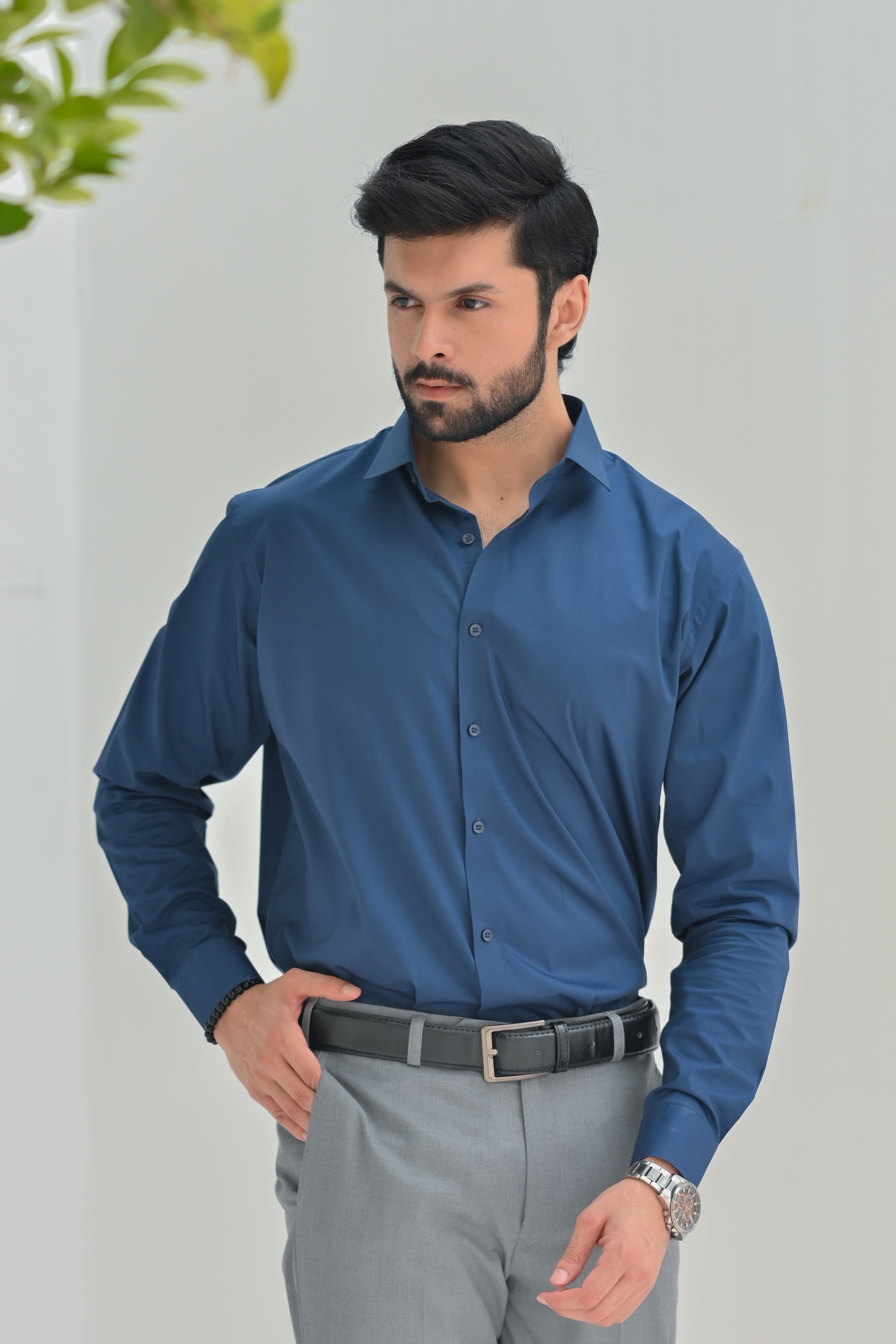 Denim Blue Plain Formal Shirt
