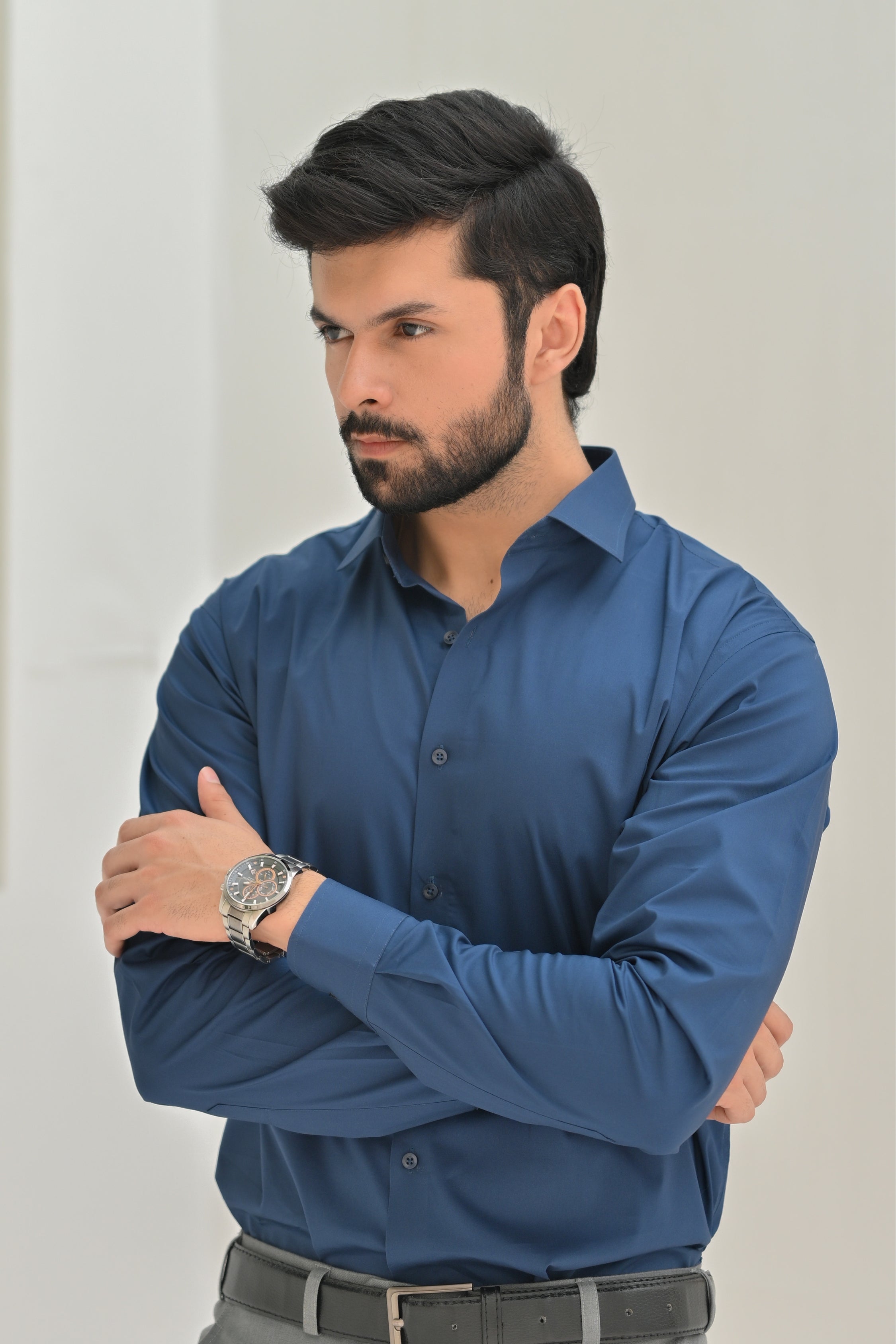 Denim Blue Plain Formal Shirt