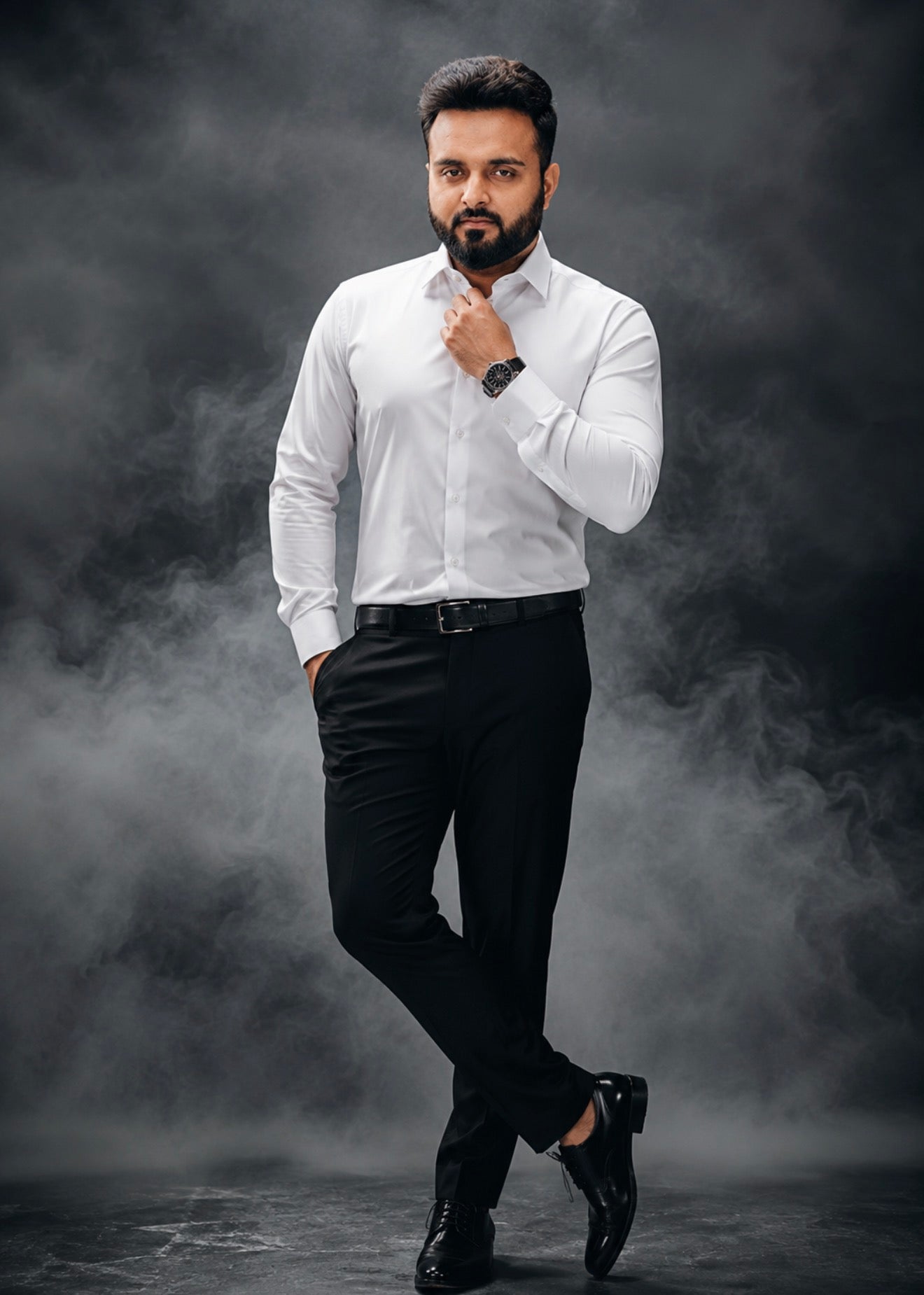 Classic Snow White Textured Dress Shirts