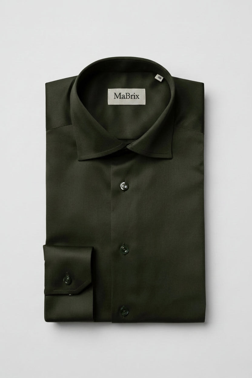 Olive Green Plain Formal Shirt