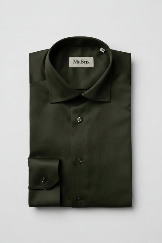 Olive Green Plain Formal Shirt