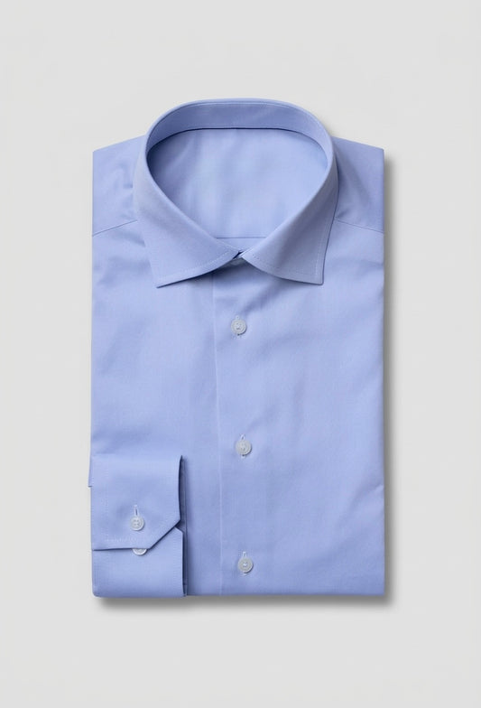 Denim Blue Plain Men's Dress Shirt
