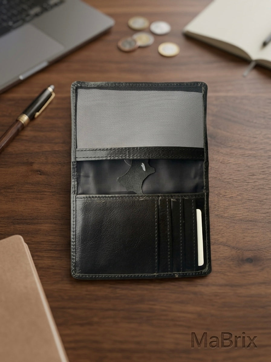 100% Genuine Leather Long Wallet for Men – Premium Bifold Organizer Wallet with ID Window & Card Slots | Original Leather