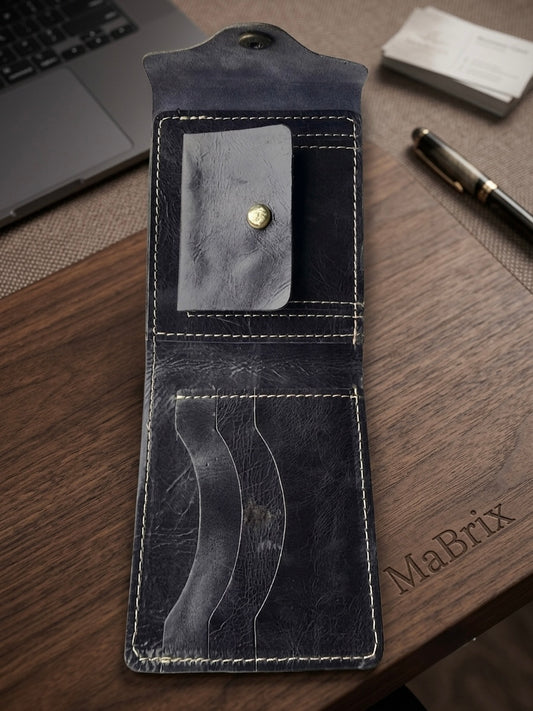 100% Genuine Leather Long Wallet for Men – Premium Bifold Organizer Wallet with ID Window & Card Slots | Original Leather
