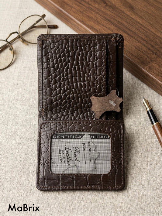 100% Genuine Leather Card Holder Wallet for Men – Crocodile Texture Premium Slim Card Wallet | Original Leather