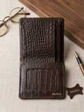 100% Genuine Leather Card Holder Wallet for Men – Crocodile Texture Premium Slim Card Wallet | Original Leather