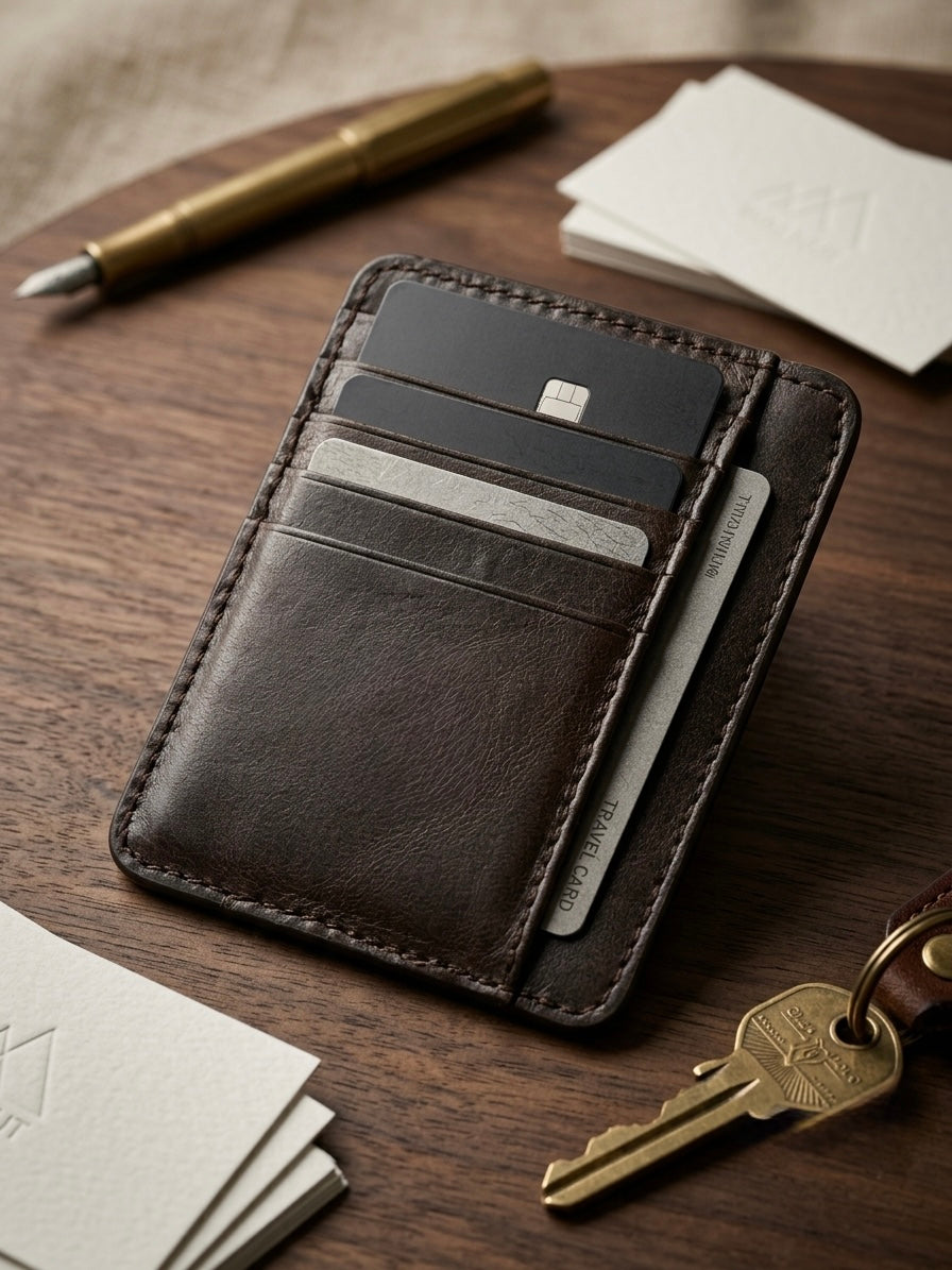 100% Genuine Leather Card Holder Wallet for Men – Slim Minimalist RFID Card Wallet | Premium Original Leather