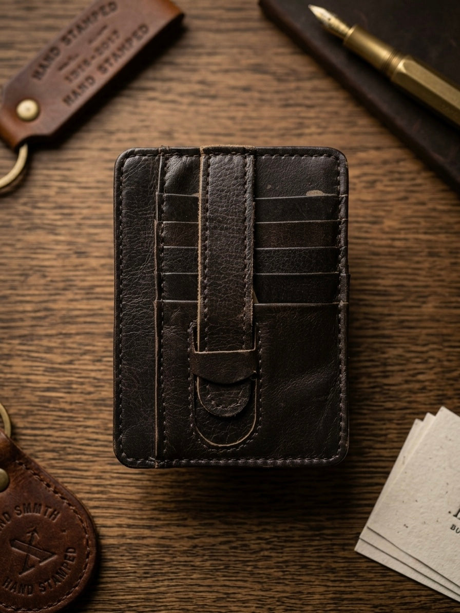 100% Genuine Leather Card Holder Wallet for Men – Slim Minimalist RFID Card Wallet | Premium Original Leather