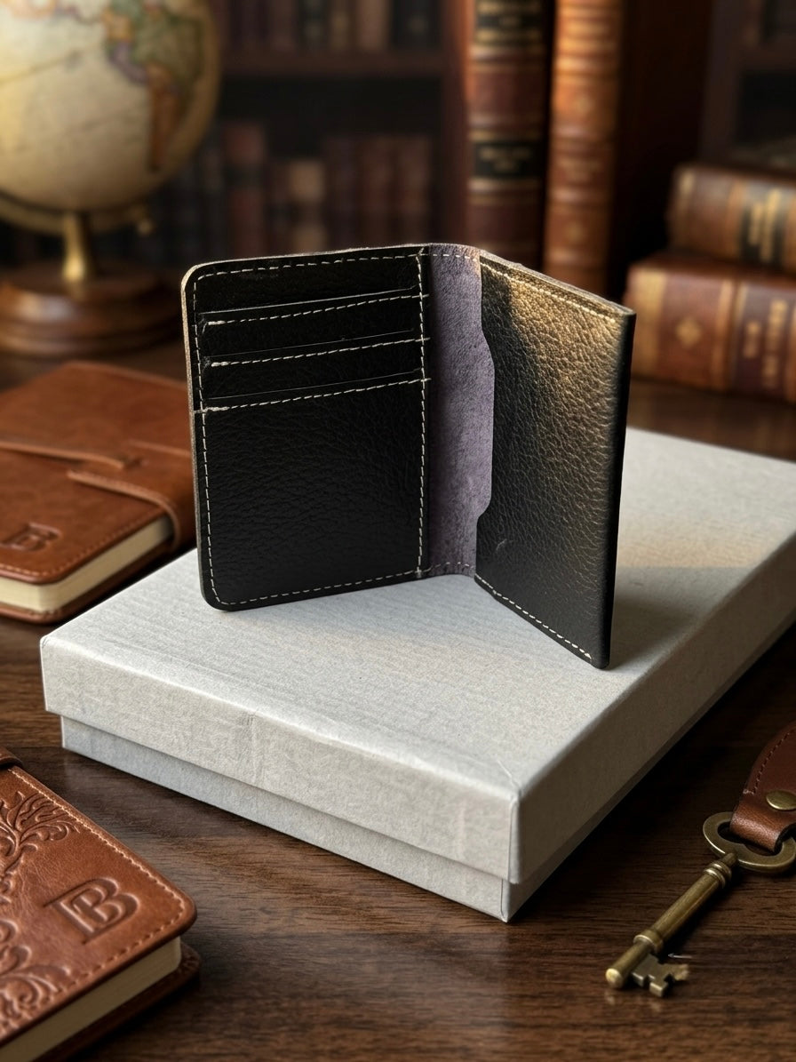 100% Genuine Leather Long Wallet for Men – Premium Bifold Organizer Wallet with ID Window & Card Slots | Original Leather