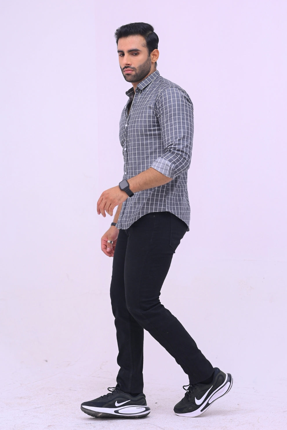 Black Check Boxes Casual Shirt