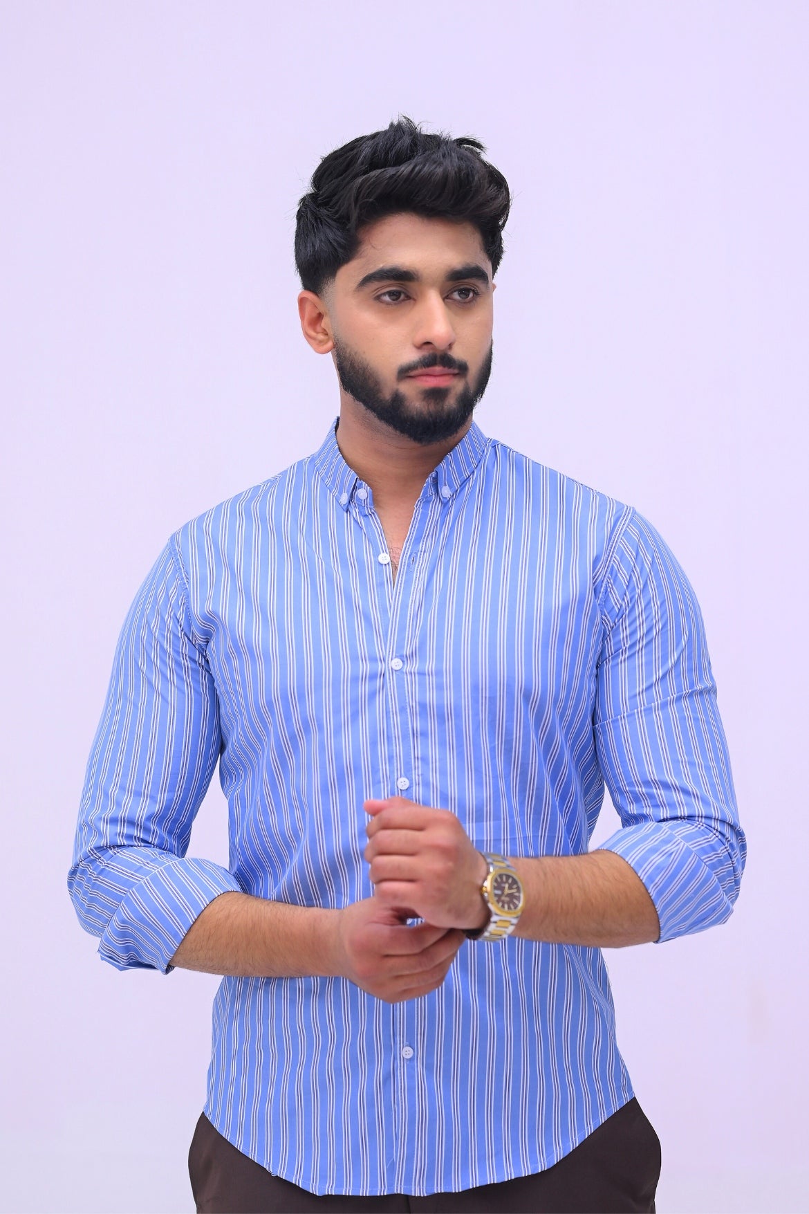 Blue Big Stripe Casual Shirt