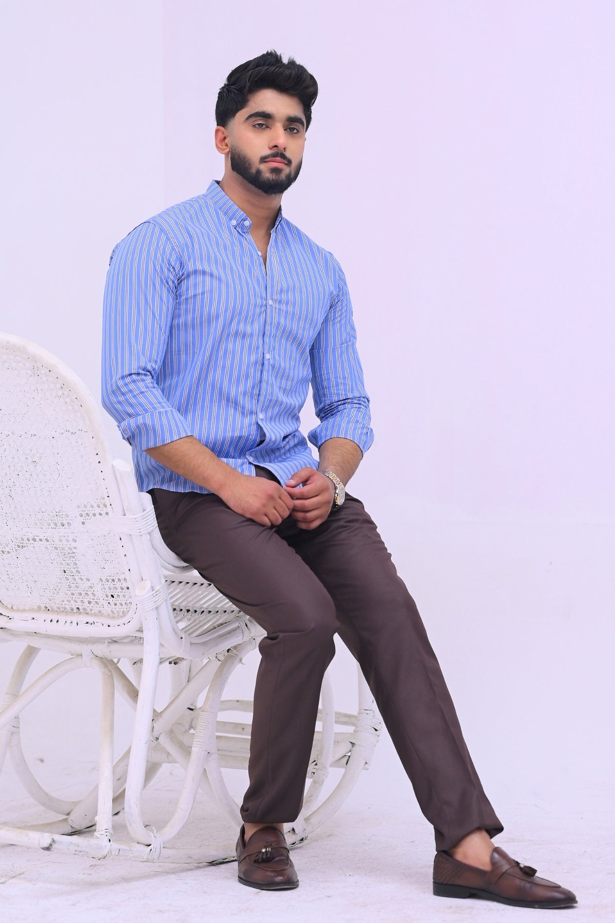 Blue Big Stripe Casual Shirt