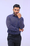 Dark Blue Striped Dress Shirt