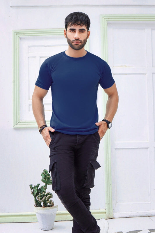 Navy Blue Slim-Fit Men's T,Shirt
