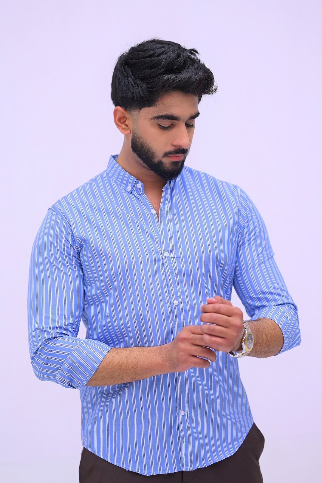 Blue Big Stripe Casual Shirt