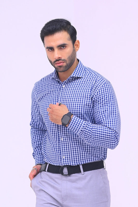 Blue Grid Formal Shirt