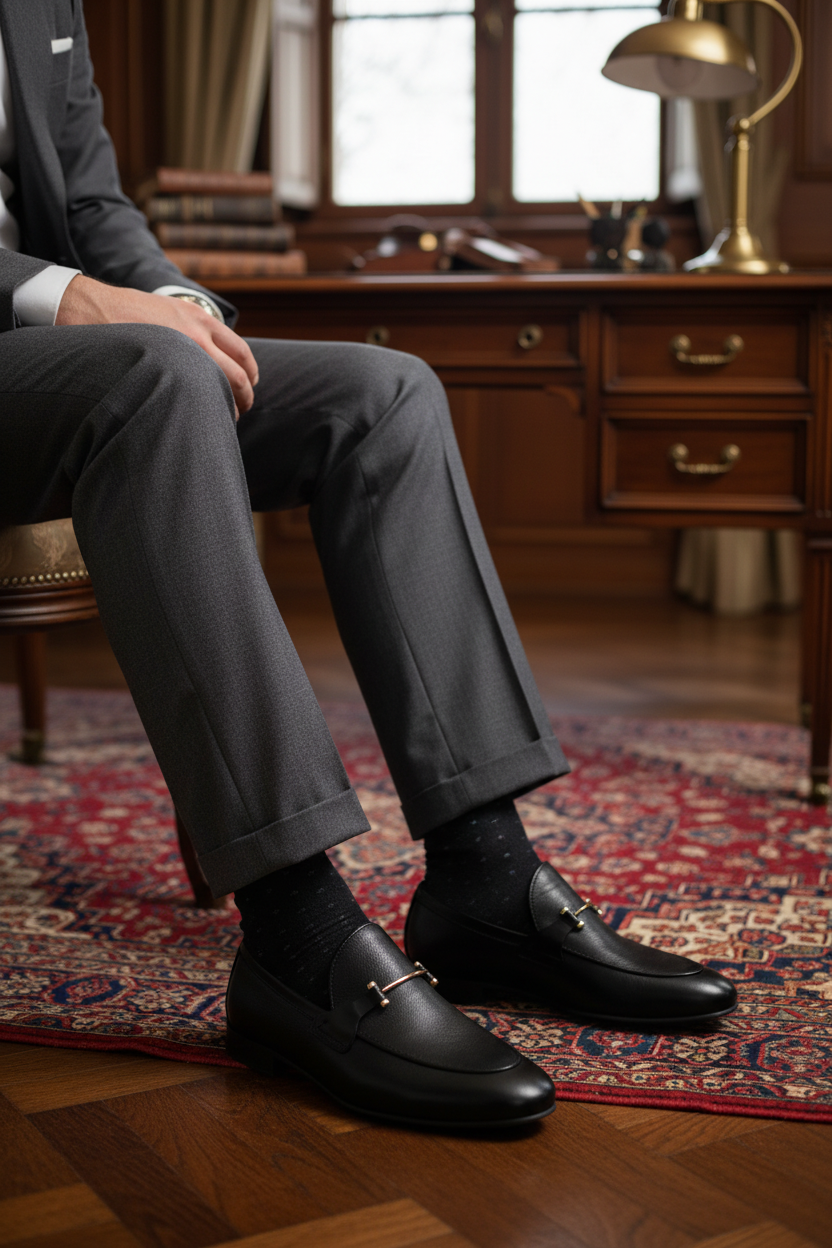 MaBrix™ Signature Men's Handcrafted 100% Original Leather Loafers – Premium Black Bit Loafers