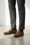 Men’s Premium Original Leather Brown Loafers – Genuine Leather Slip-On Formal Shoes with Metal Bit | Luxury Comfort & Elegant Design