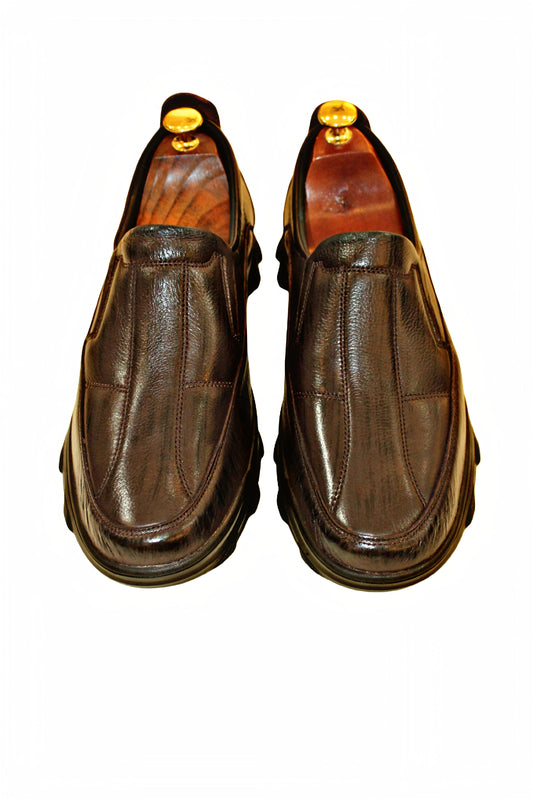 MaBrix Premium Original Leather Brown Loafers for Men – Genuine Leather Slip-On Formal Shoes | Classic Comfort & Durable Design