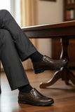 MaBrix Premium Original Leather Brown Loafers for Men – Genuine Leather Slip-On Formal Shoes | Classic Comfort & Durable Design