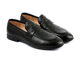 Handcrafted Pure Original Leather Men’s Loafers – Premium Textured Black Formal Slip-Ons