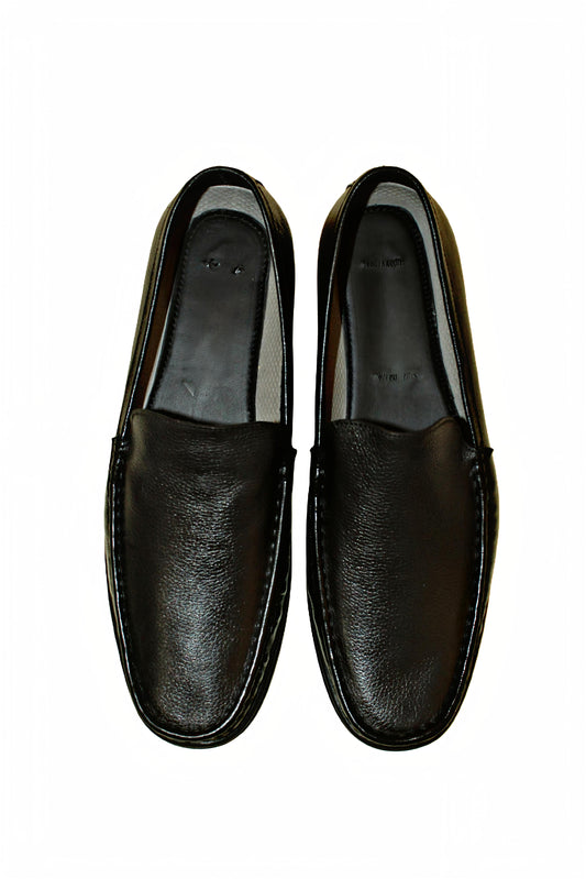 MaBrix Premium Original Leather Black Loafers for Men – Genuine Leather Slip-On Formal Shoes | Minimal Classic Design