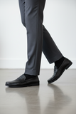 MaBrix Premium Original Leather Black Loafers for Men – Genuine Leather Slip-On Formal Shoes | Minimal Classic Design