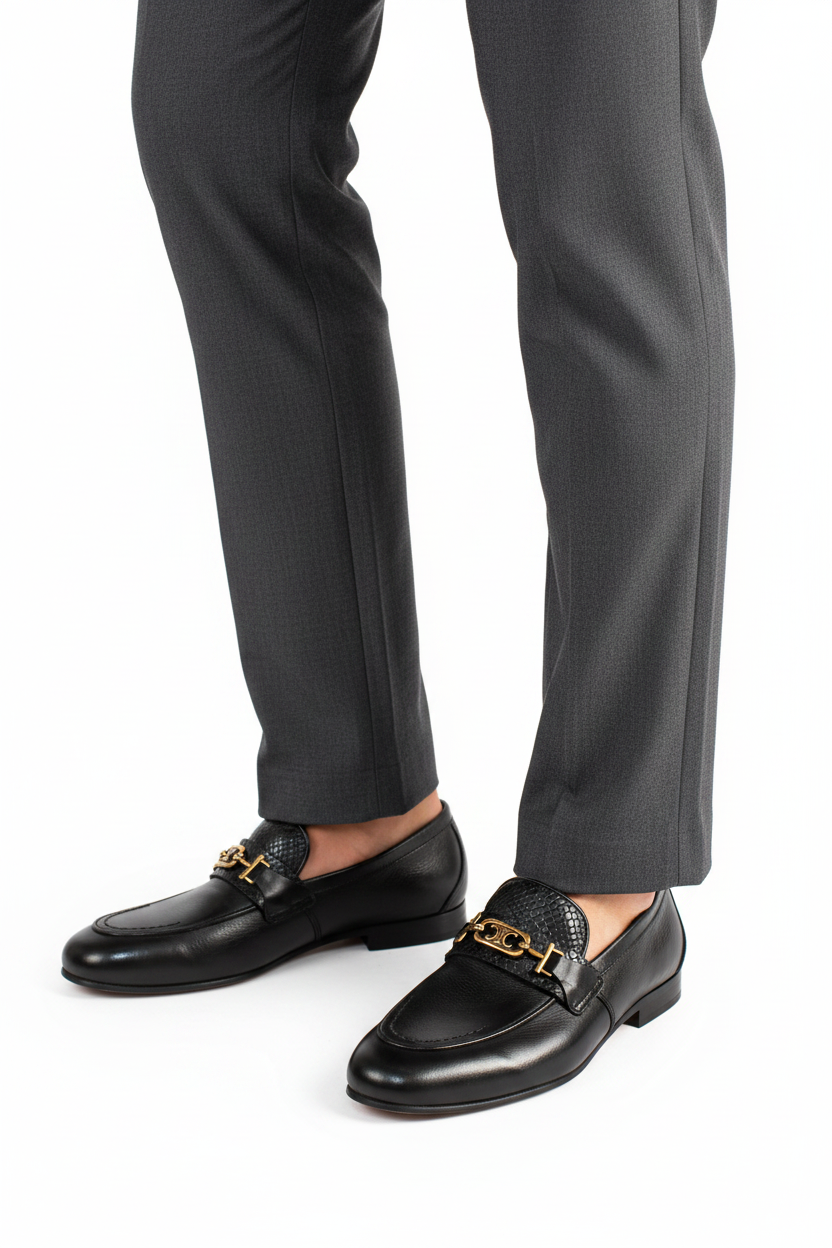 MaBrix™ Signature Men's Handcrafted 100% Original Leather Loafers – Premium Black Bit Loafers